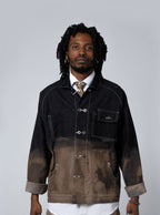 Double-Breasted Denim Work Jacket - Black/Brown - Maison Originals