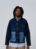 Double-Breasted Denim Work Jacket - Indigo - Maison Originals