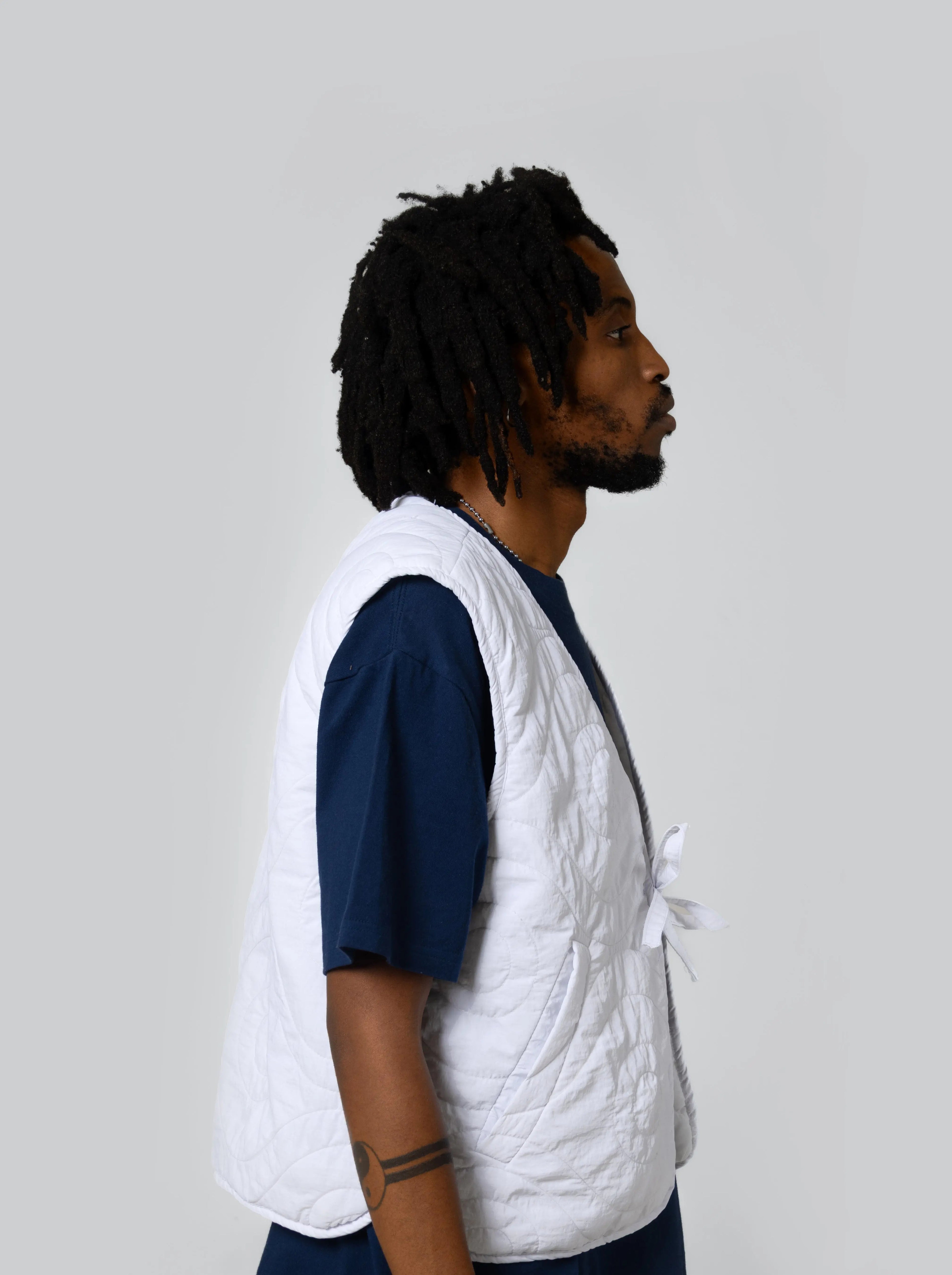 Reversible Quilted Bodywarmer - White - Maison Originals