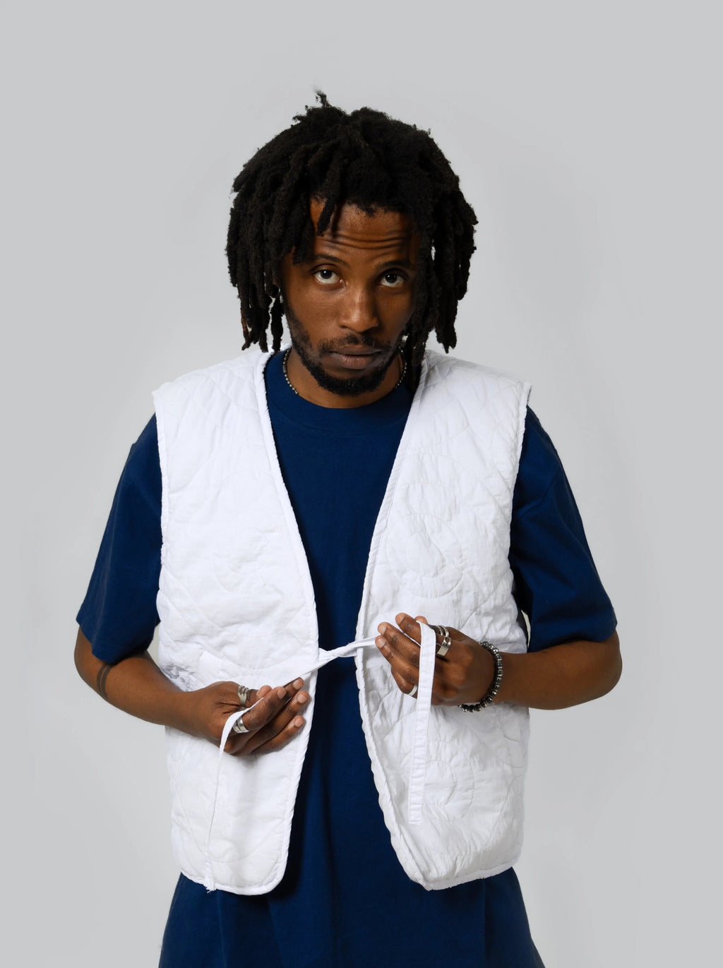 Reversible Quilted Bodywarmer - White - Maison Originals