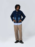 Double-Breasted Denim Work Jacket - Indigo - Maison Originals