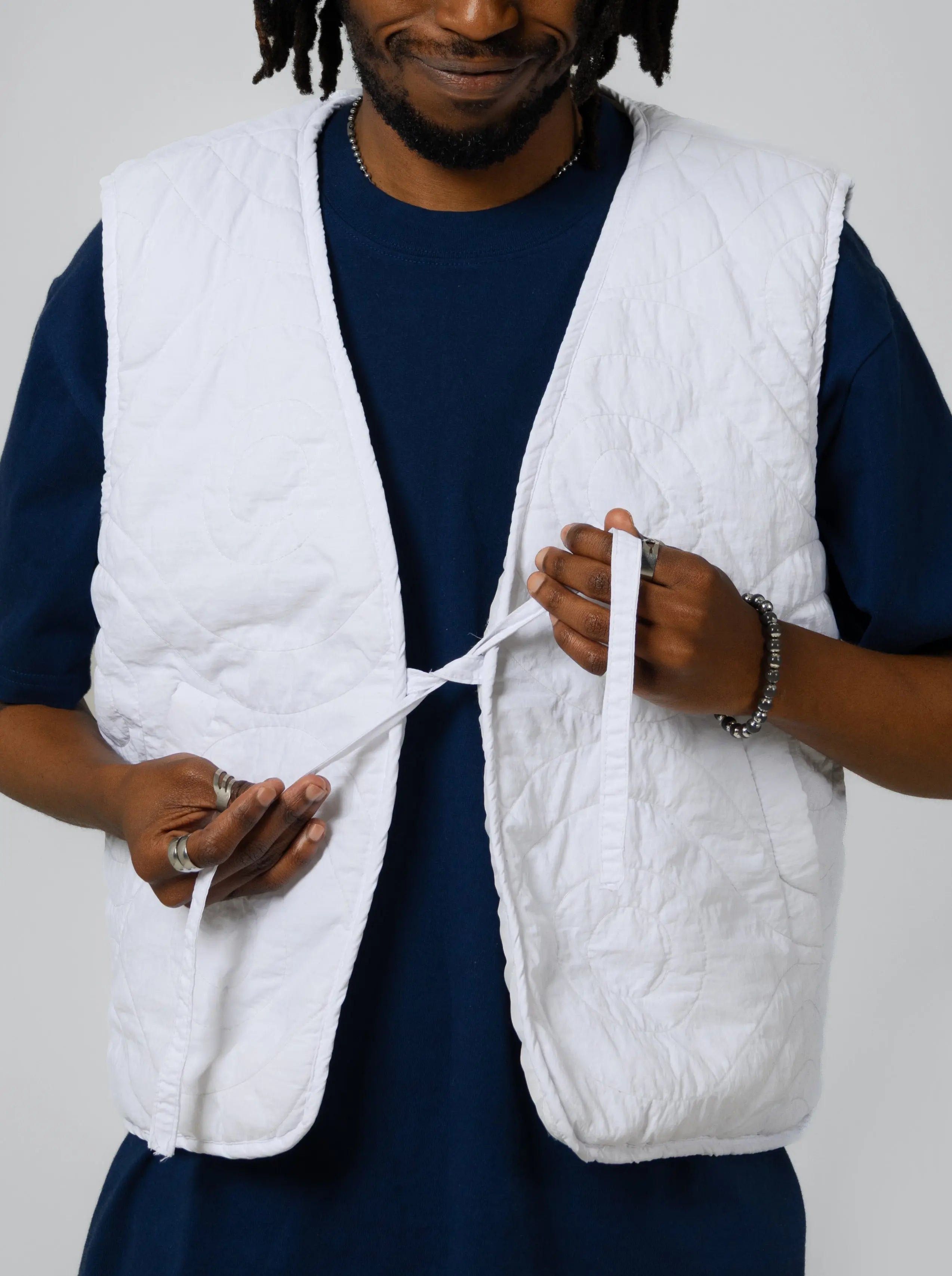 Reversible Quilted Bodywarmer - White - Maison Originals